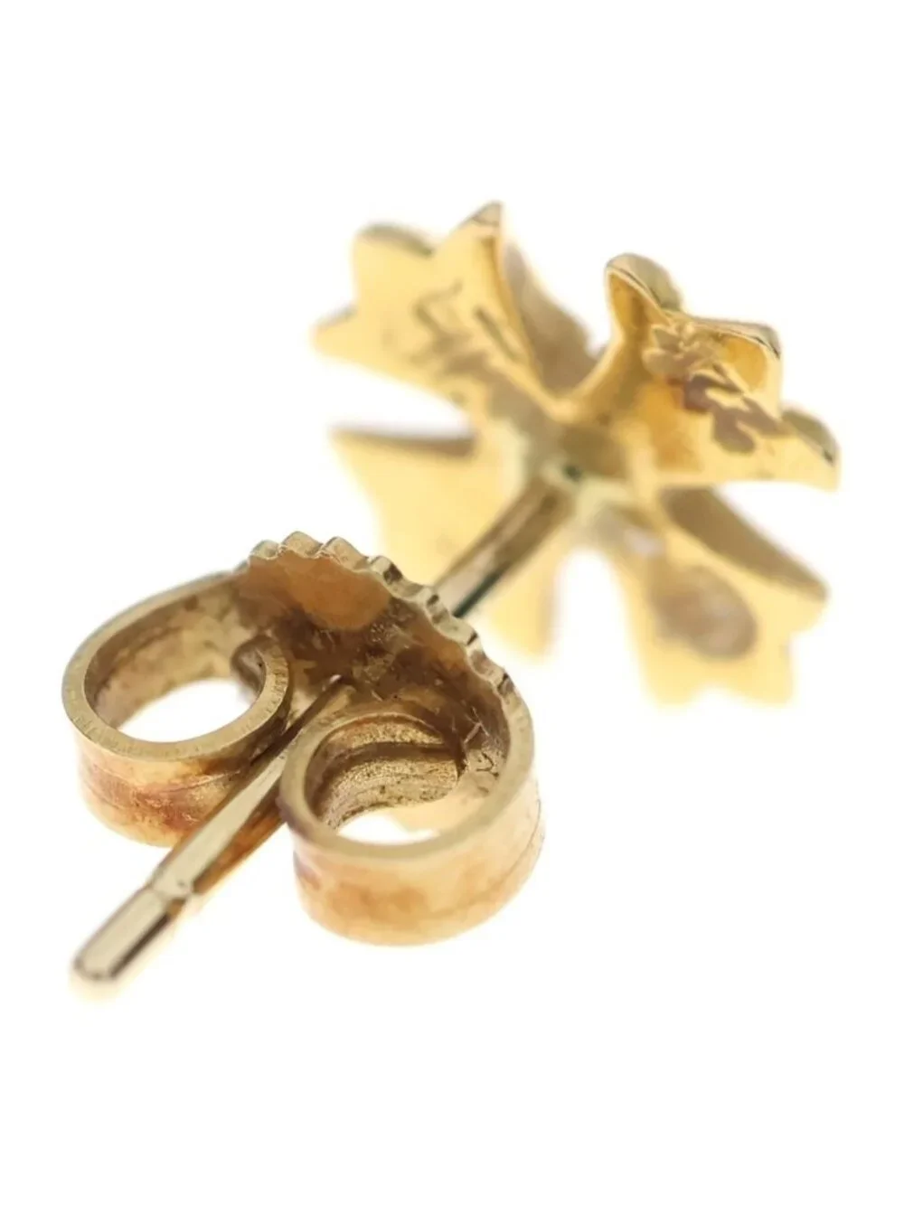 Chrome Hearts 22K No2 CH Pls CH Plus Stud Earrings Gold